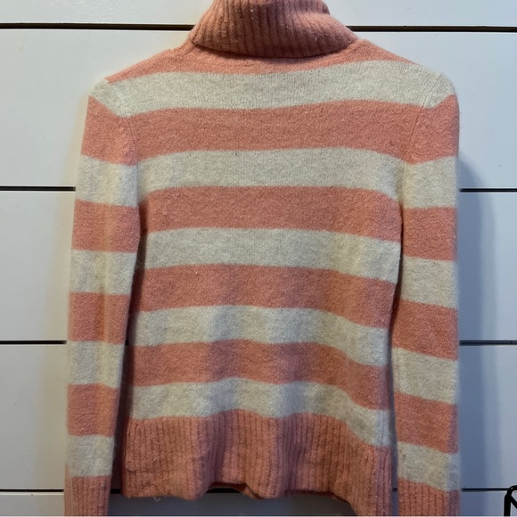 Bebe Y2K White & Pink Gem Stripe Turtleneck Sweater - Picture 6 of 6
